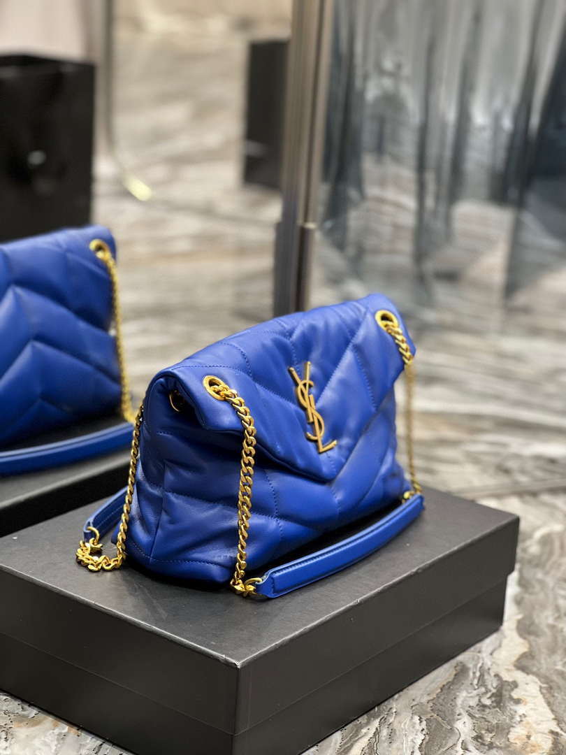 YSL 577476 Saint Laurent Puffer Small In Nappa Leather Electric Blue