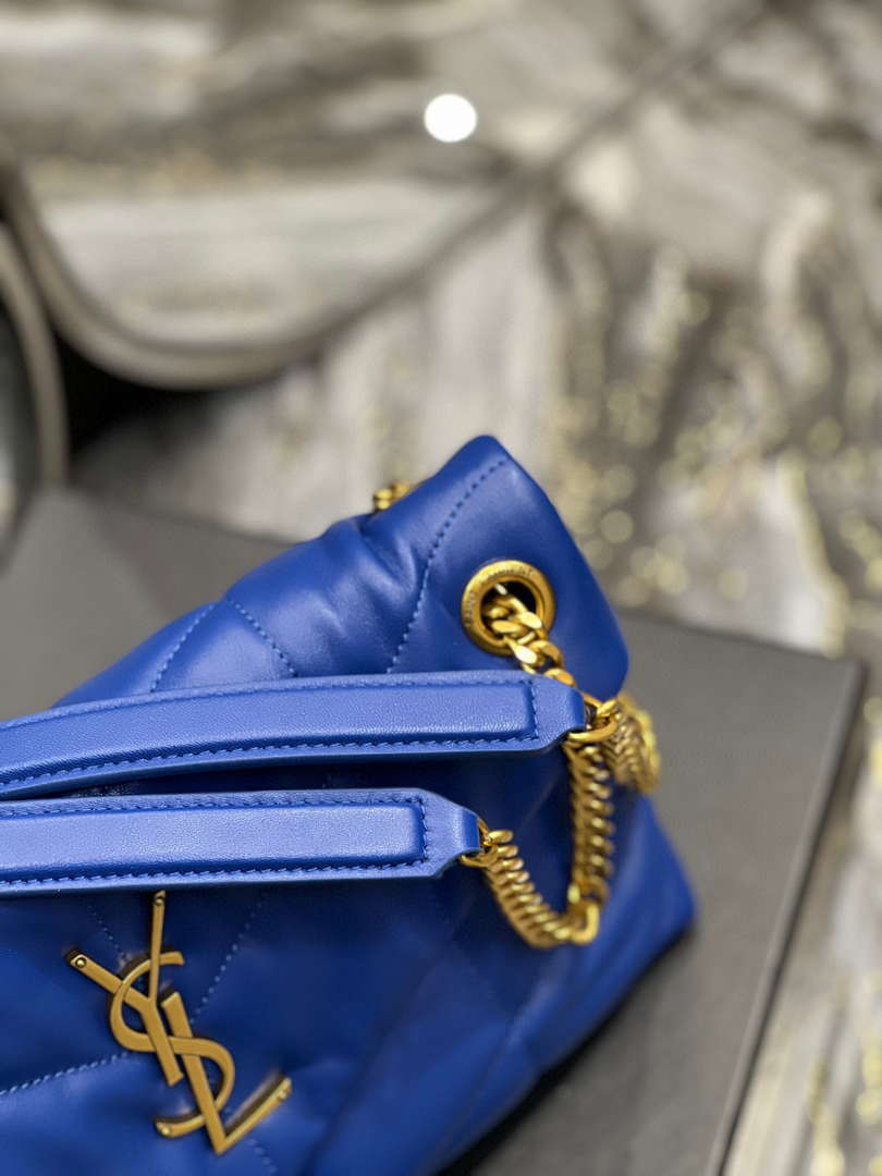 YSL 577476 Saint Laurent Puffer Small In Nappa Leather Electric Blue