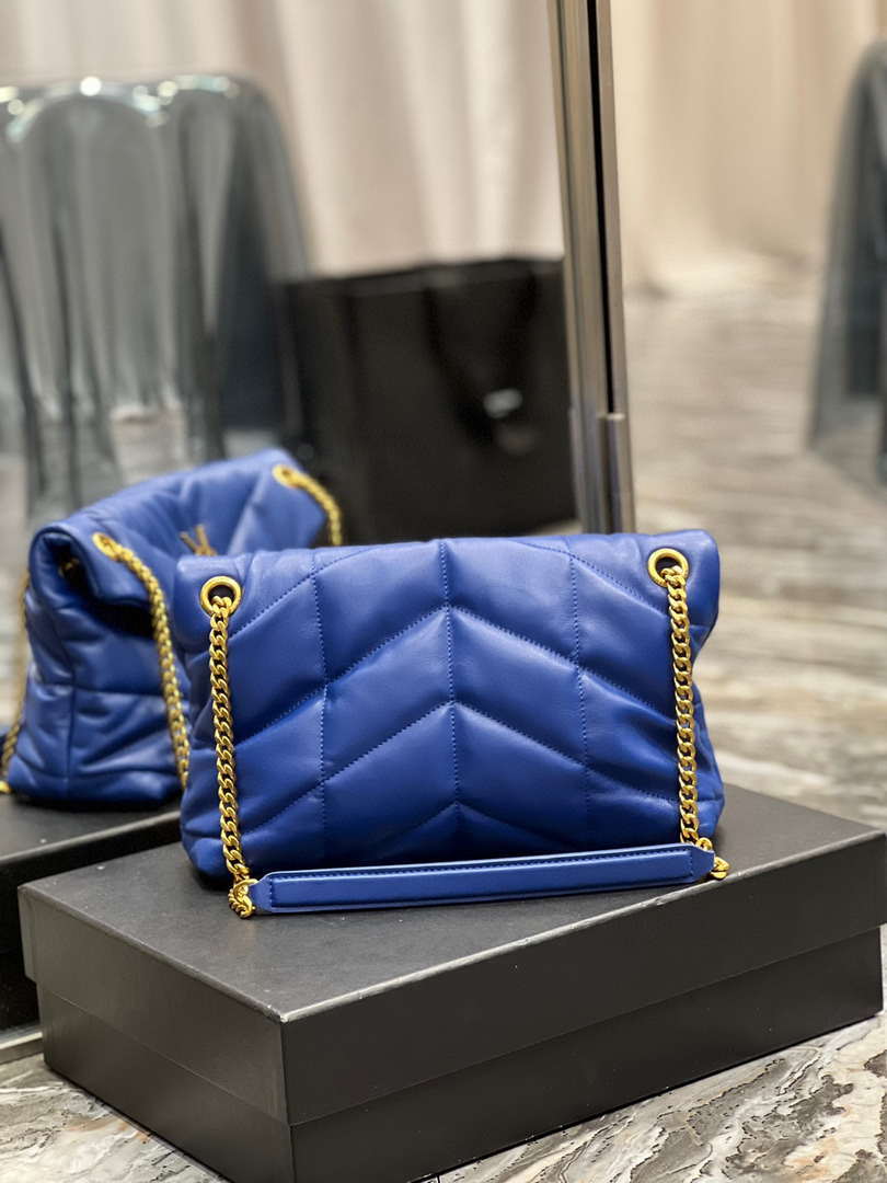 YSL 577476 Saint Laurent Puffer Small In Nappa Leather Electric Blue
