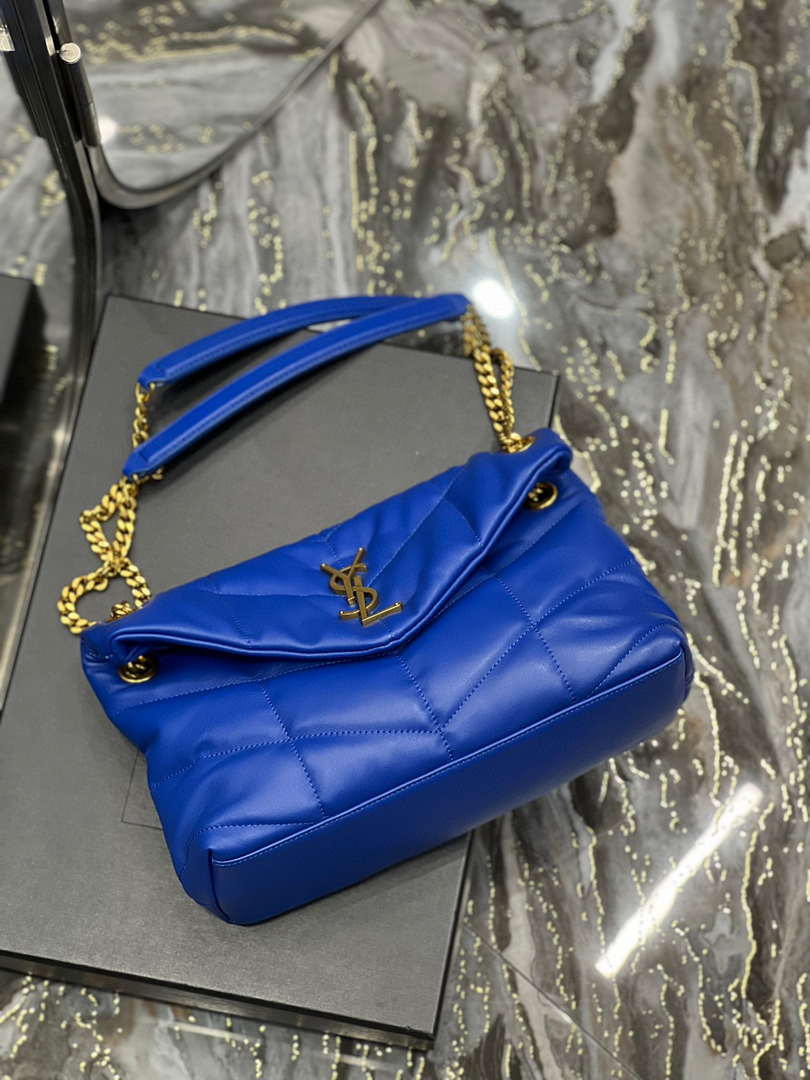YSL 577476 Saint Laurent Puffer Small In Nappa Leather Electric Blue
