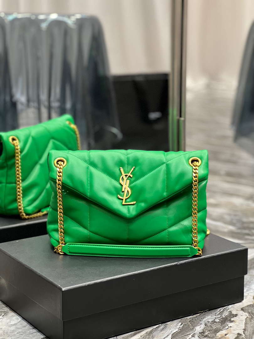 YSL 577476 Saint Laurent Puffer Small In Nappa Leather Fruit green - Default Title - View 1