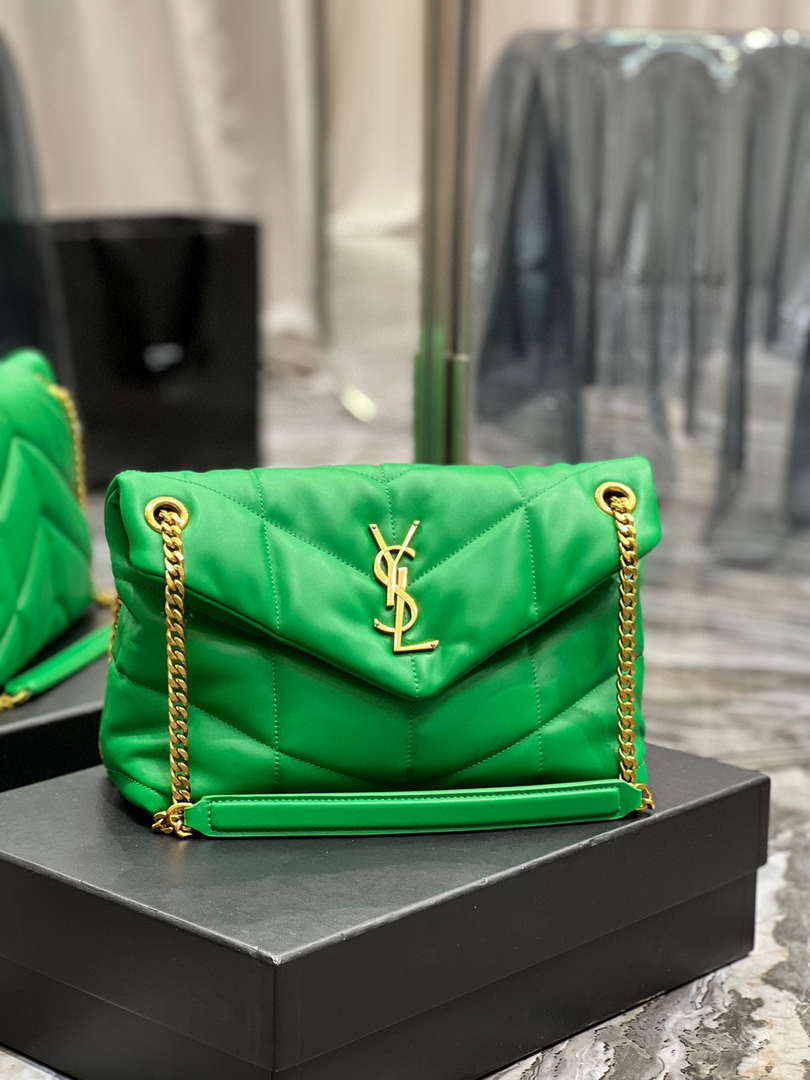 YSL 577476 Saint Laurent Puffer Small In Nappa Leather Fruit green