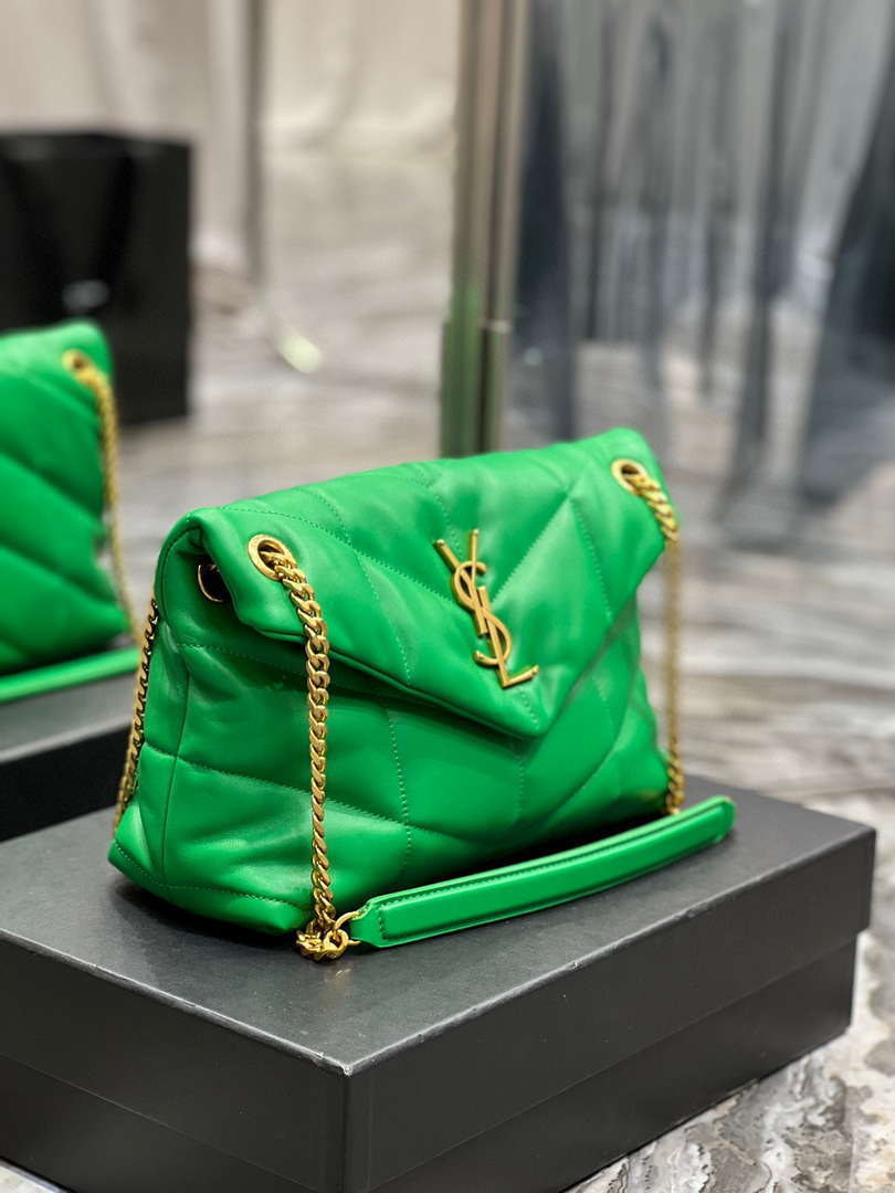 YSL 577476 Saint Laurent Puffer Small In Nappa Leather Fruit green