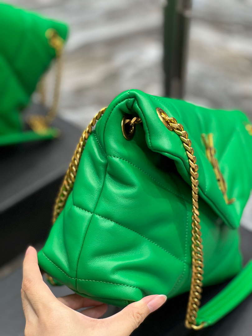 YSL 577476 Saint Laurent Puffer Small In Nappa Leather Fruit green
