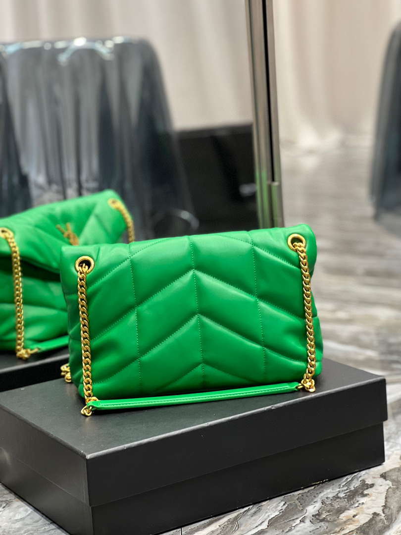 YSL 577476 Saint Laurent Puffer Small In Nappa Leather Fruit green