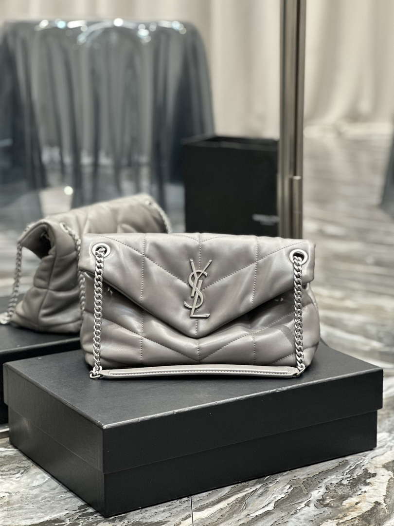 YSL 577476 Saint Laurent Puffer Small In Nappa Leather Gray