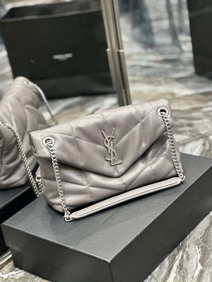 YSL 577476 Saint Laurent Puffer Small In Nappa Leather Gray - Gold - View 11