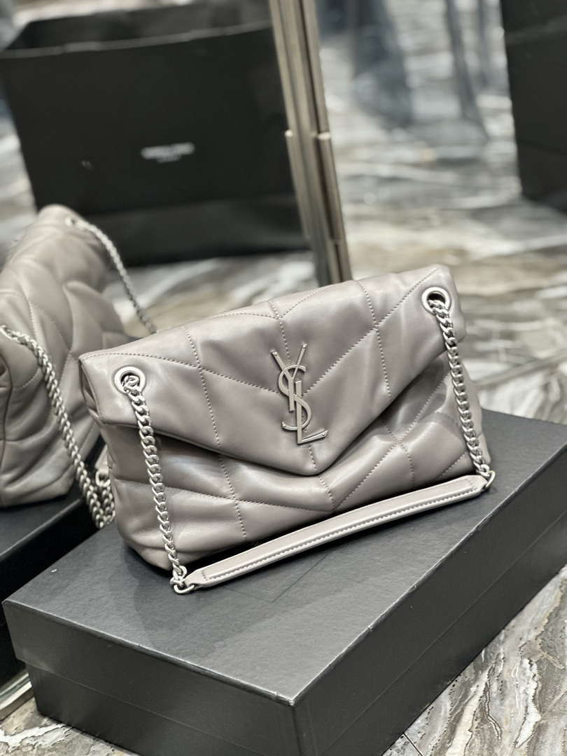 YSL 577476 Saint Laurent Puffer Small In Nappa Leather Gray