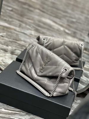 YSL 577476 Saint Laurent Puffer Small In Nappa Leather Gray - Gold - View 12