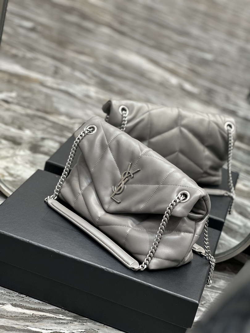 YSL 577476 Saint Laurent Puffer Small In Nappa Leather Gray