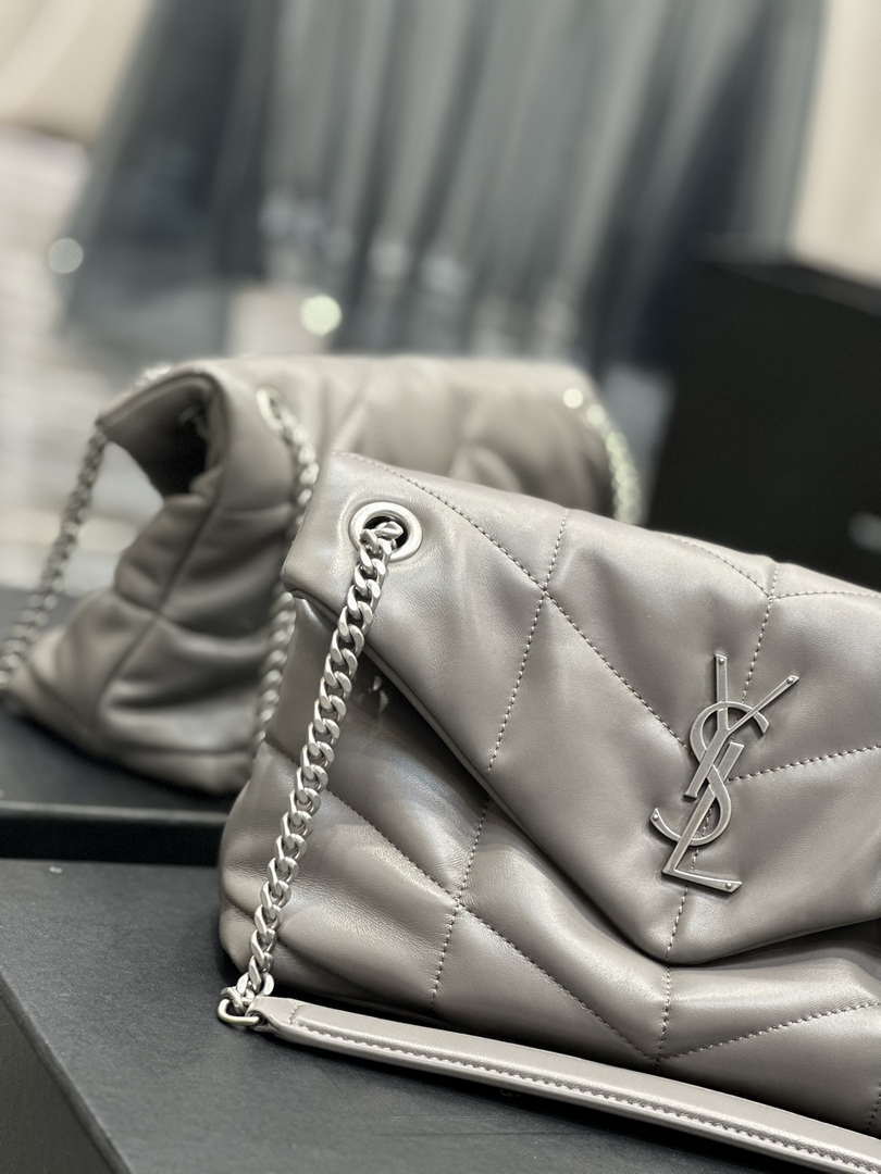 YSL 577476 Saint Laurent Puffer Small In Nappa Leather Gray