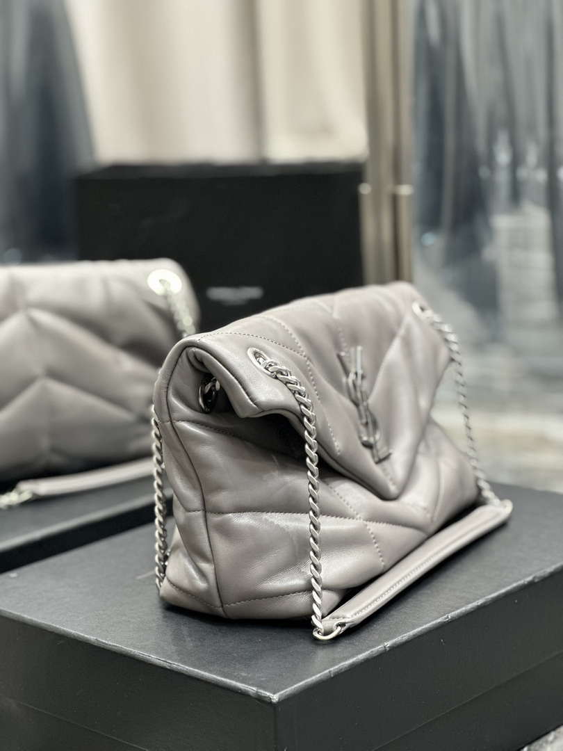 YSL 577476 Saint Laurent Puffer Small In Nappa Leather Gray