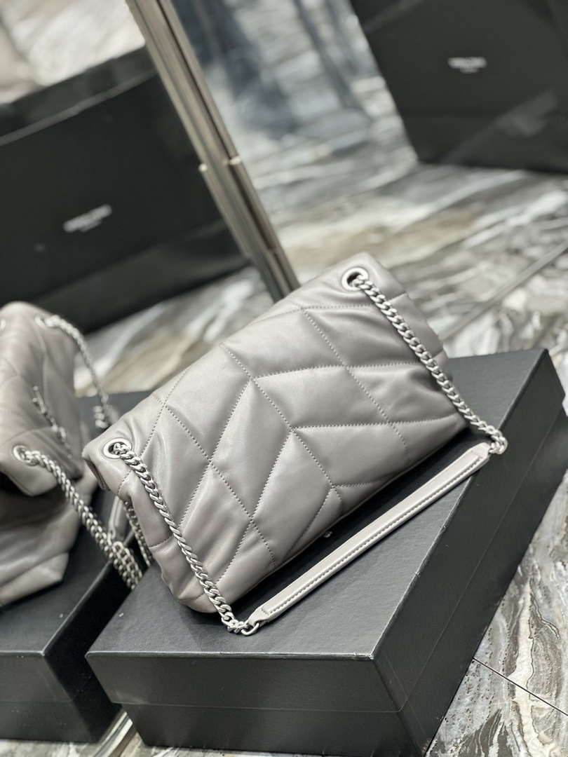 YSL 577476 Saint Laurent Puffer Small In Nappa Leather Gray