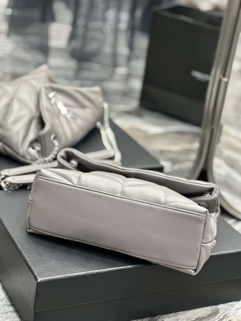YSL 577476 Saint Laurent Puffer Small In Nappa Leather Gray
