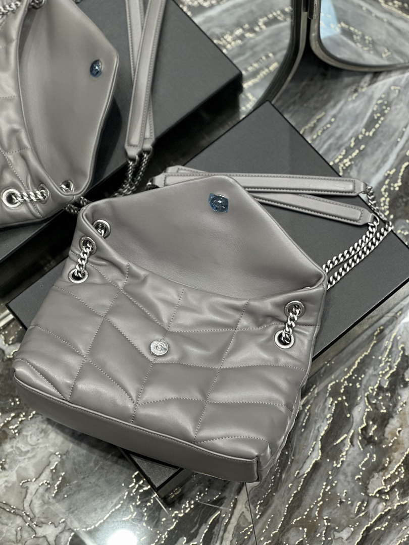 YSL 577476 Saint Laurent Puffer Small In Nappa Leather Gray