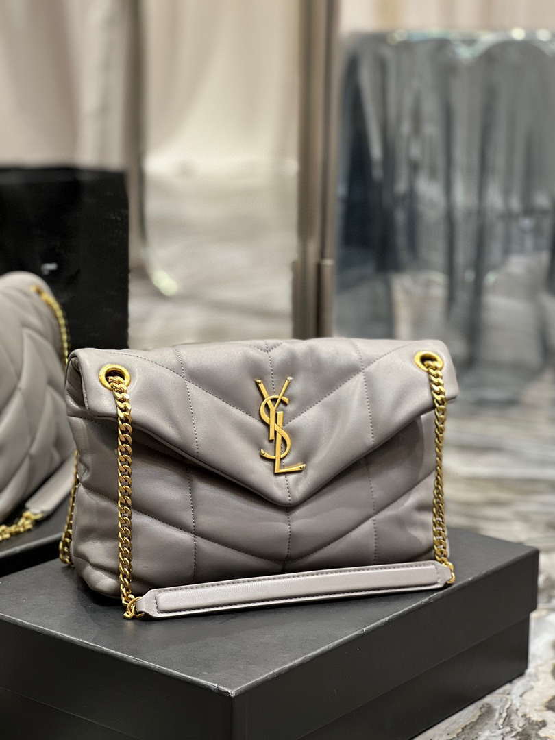 YSL 577476 Saint Laurent Puffer Small In Nappa Leather Gray