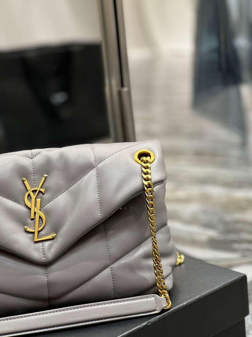 YSL 577476 Saint Laurent Puffer Small In Nappa Leather Gray