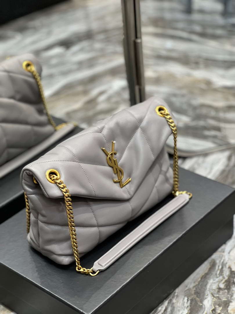 YSL 577476 Saint Laurent Puffer Small In Nappa Leather Gray