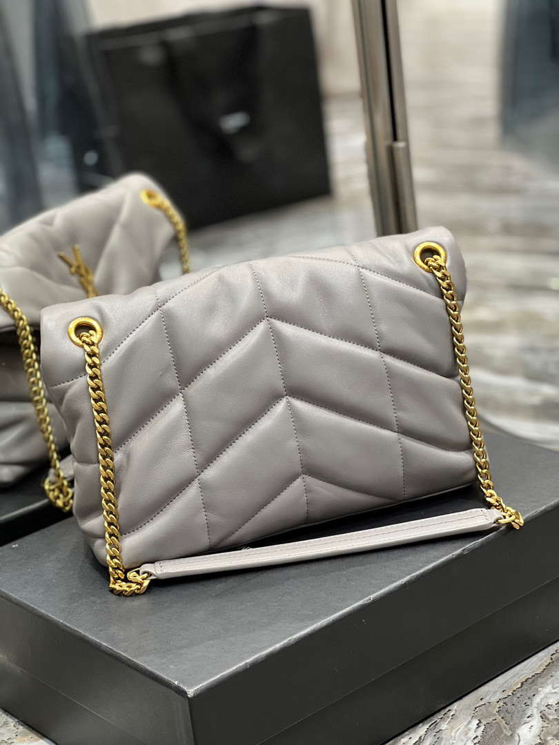 YSL 577476 Saint Laurent Puffer Small In Nappa Leather Gray