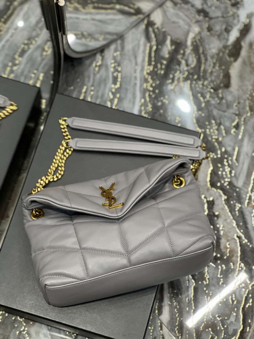 YSL 577476 Saint Laurent Puffer Small In Nappa Leather Gray