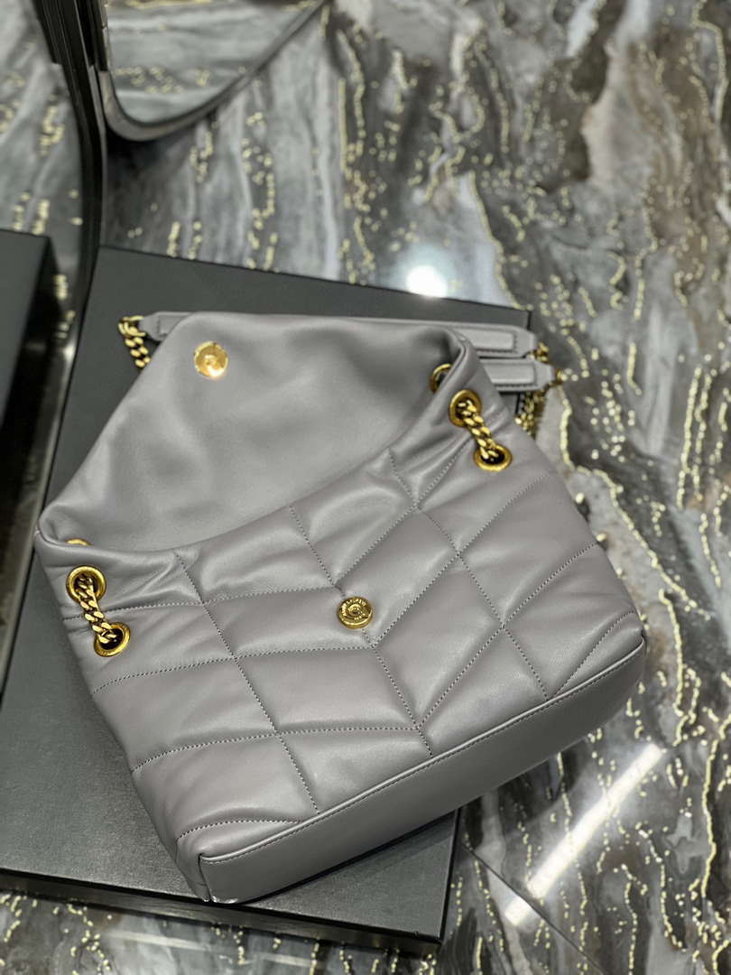 YSL 577476 Saint Laurent Puffer Small In Nappa Leather Gray