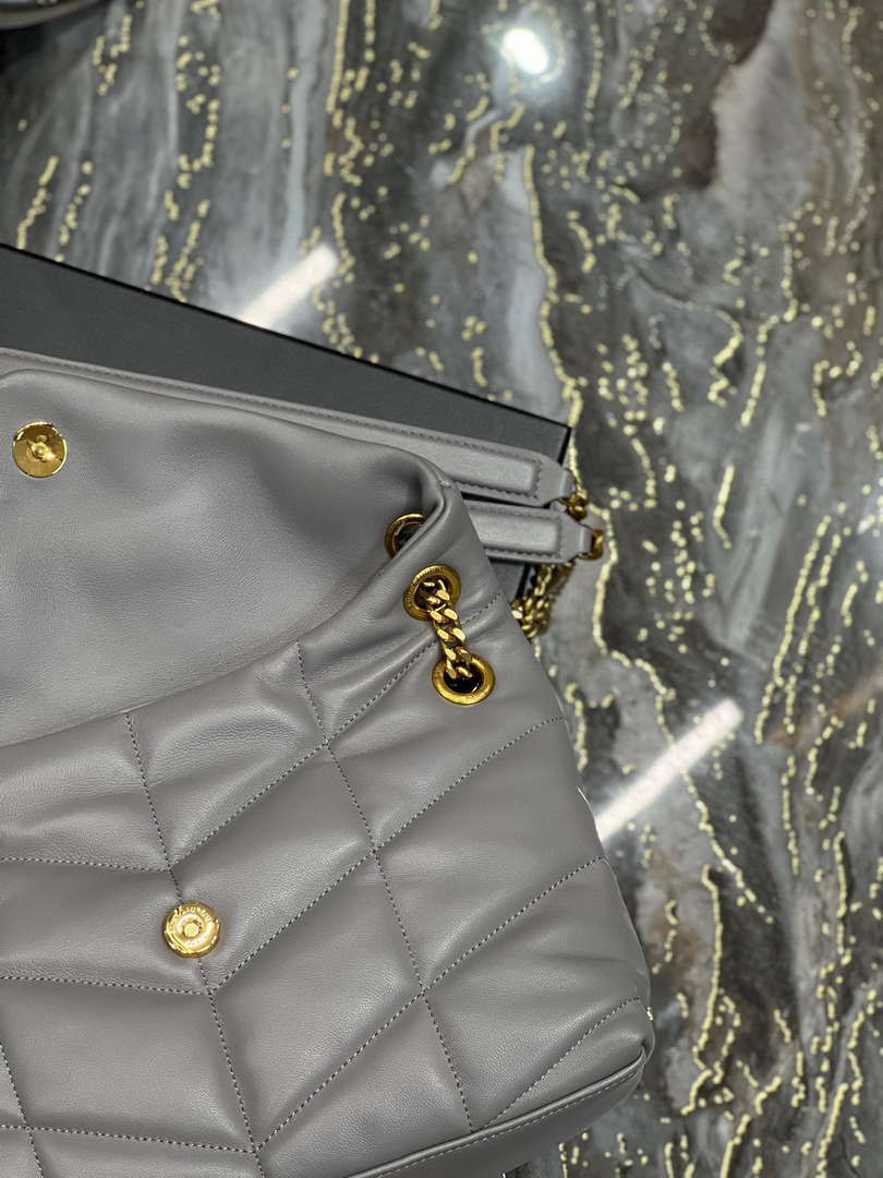 YSL 577476 Saint Laurent Puffer Small In Nappa Leather Gray