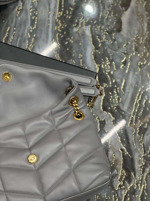 YSL 577476 Saint Laurent Puffer Small In Nappa Leather Gray - Gold - View 8