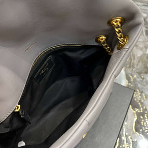 YSL 577476 Saint Laurent Puffer Small In Nappa Leather Gray - Gold - View 9