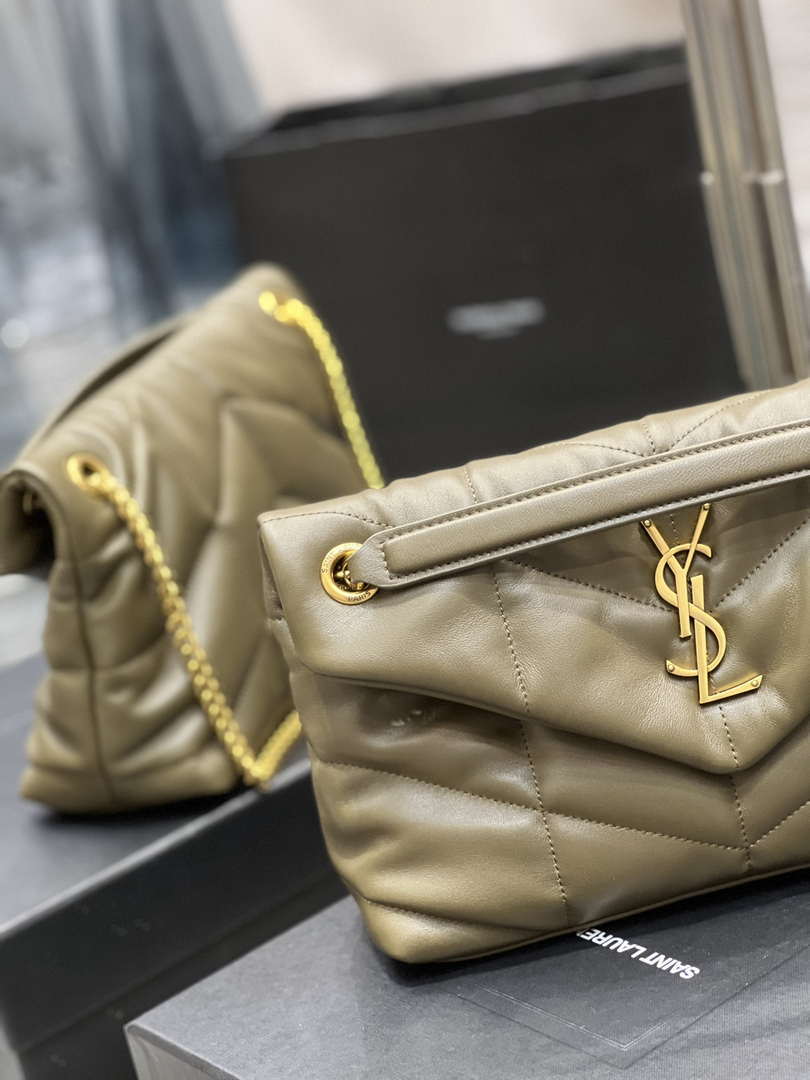 YSL 577476 Saint Laurent Puffer Small In Nappa Leather Green