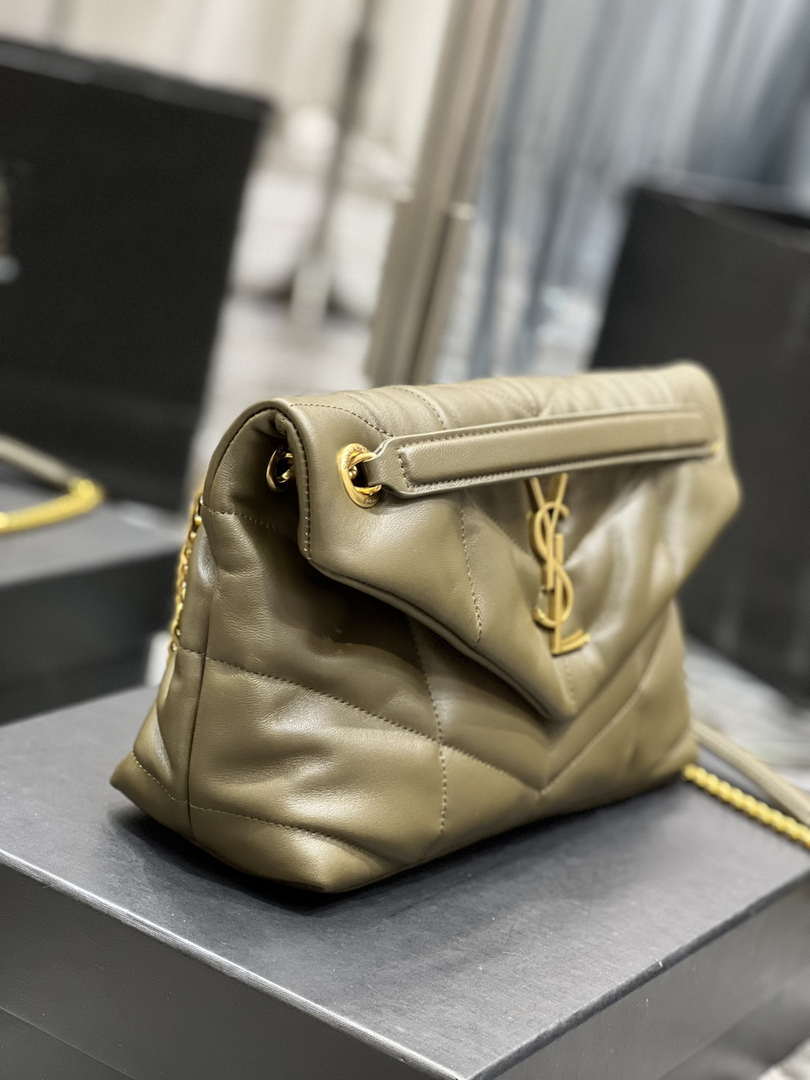 YSL 577476 Saint Laurent Puffer Small In Nappa Leather Green