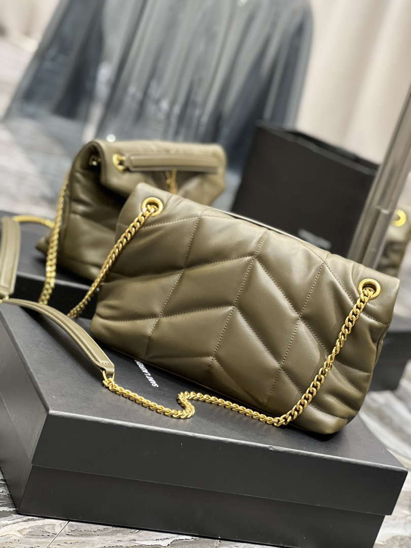 YSL 577476 Saint Laurent Puffer Small In Nappa Leather Green