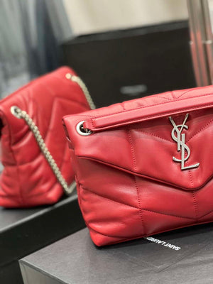 YSL 577476 Saint Laurent Puffer Small In Nappa Leather Red - Gold - View 13