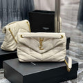 YSL 577476 Saint Laurent Puffer Small In Nappa Leather White - Gold - View 1