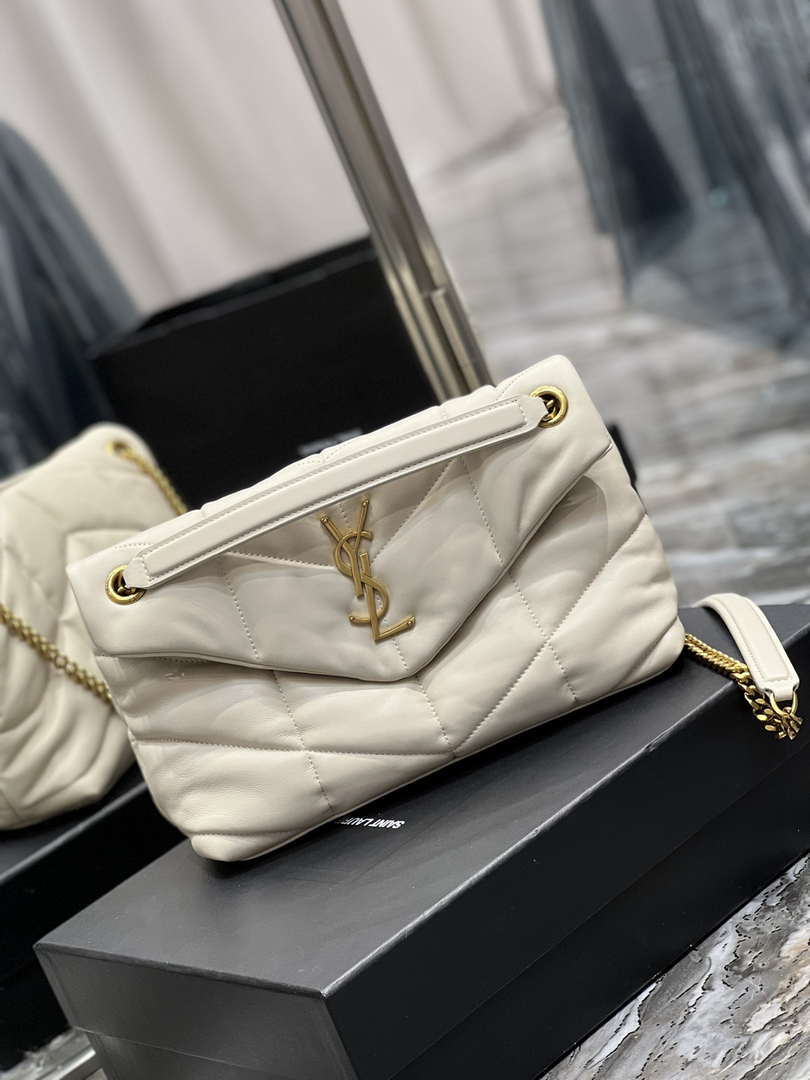 YSL 577476 Saint Laurent Puffer Small In Nappa Leather White