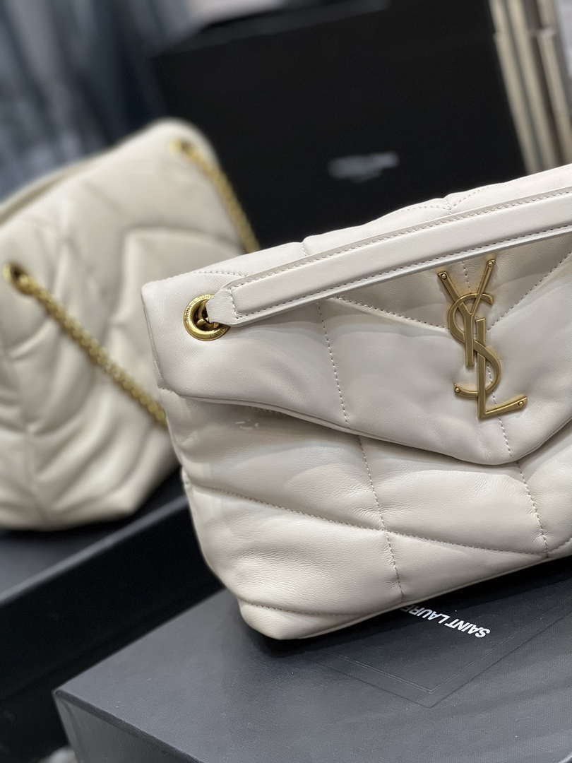 YSL 577476 Saint Laurent Puffer Small In Nappa Leather White
