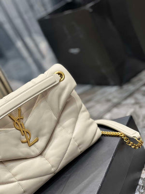 YSL 577476 Saint Laurent Puffer Small In Nappa Leather White - Gold - View 4
