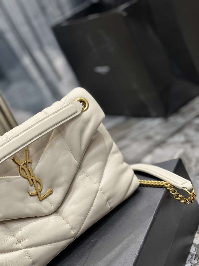 YSL 577476 Saint Laurent Puffer Small In Nappa Leather White