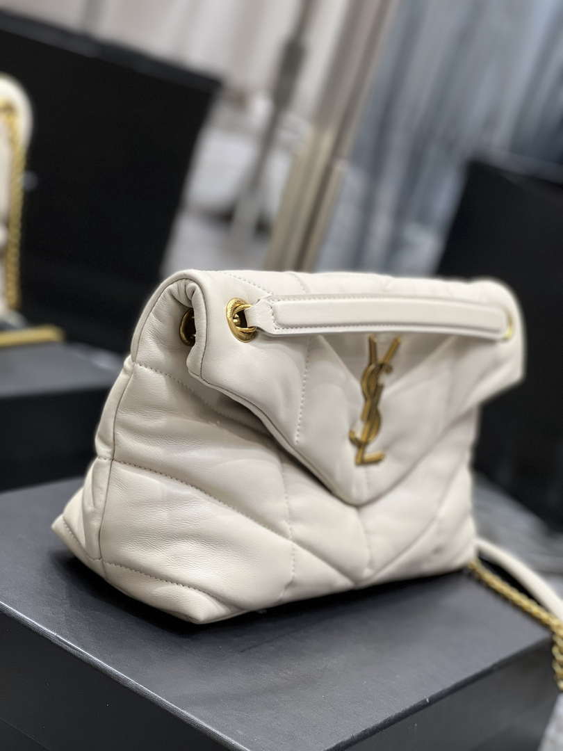 YSL 577476 Saint Laurent Puffer Small In Nappa Leather White