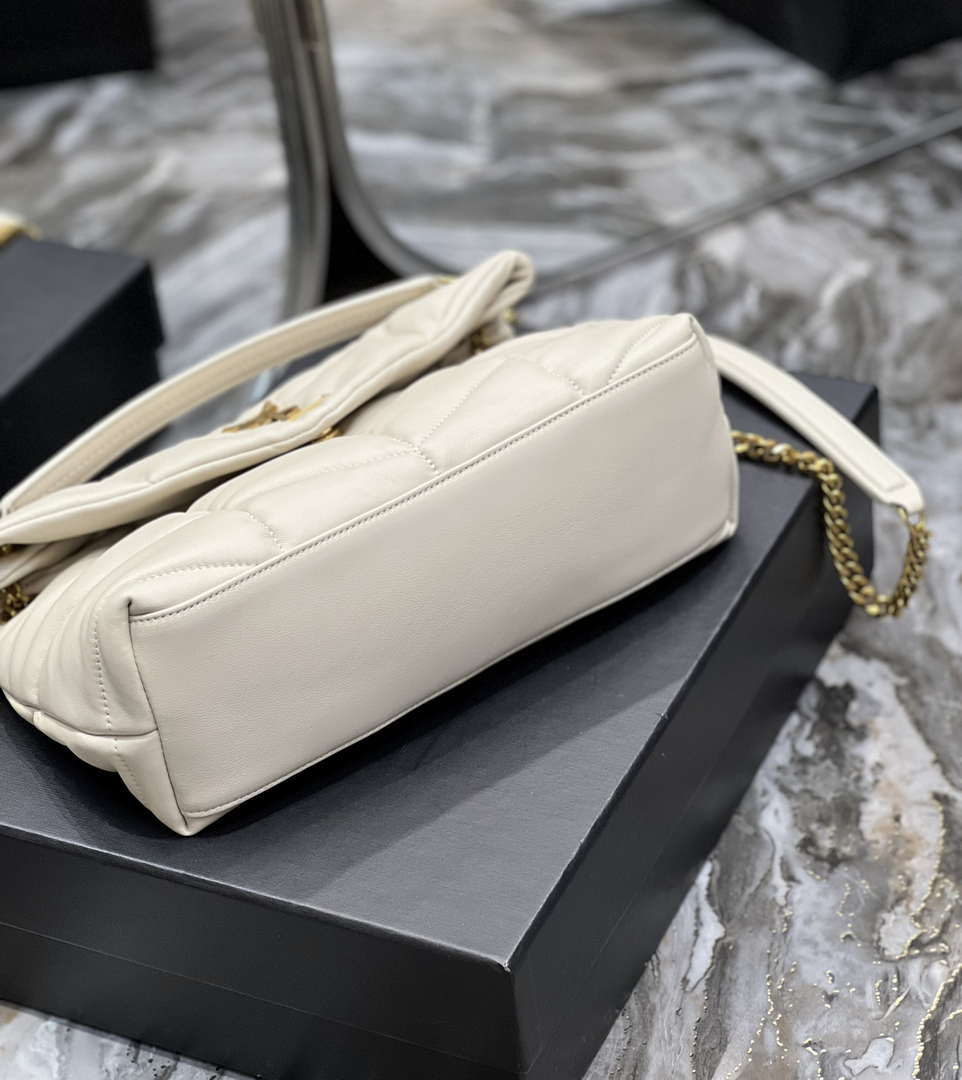 YSL 577476 Saint Laurent Puffer Small In Nappa Leather White