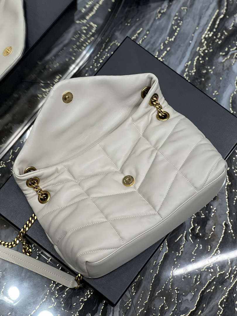 YSL 577476 Saint Laurent Puffer Small In Nappa Leather White