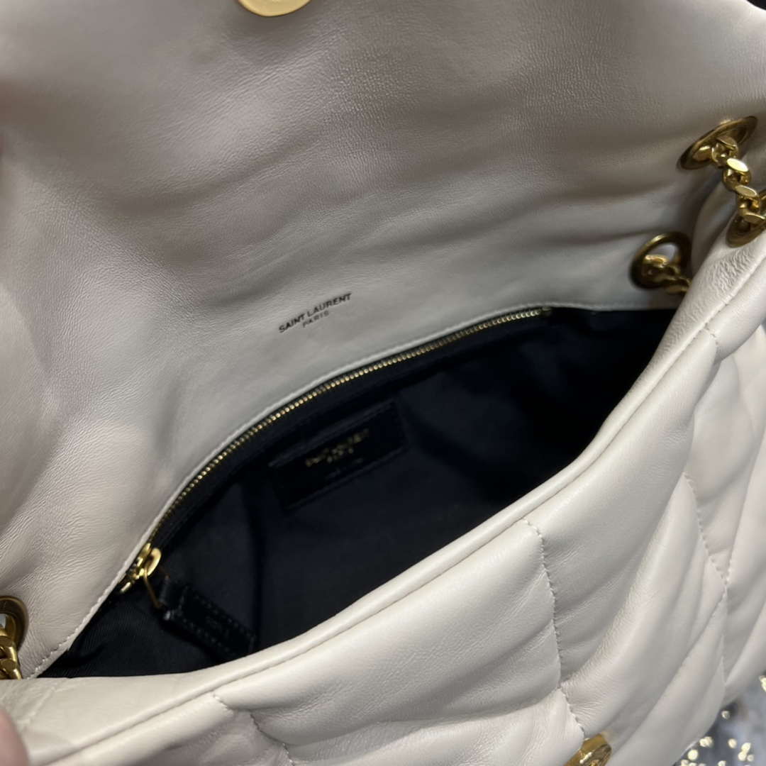 YSL 577476 Saint Laurent Puffer Small In Nappa Leather White