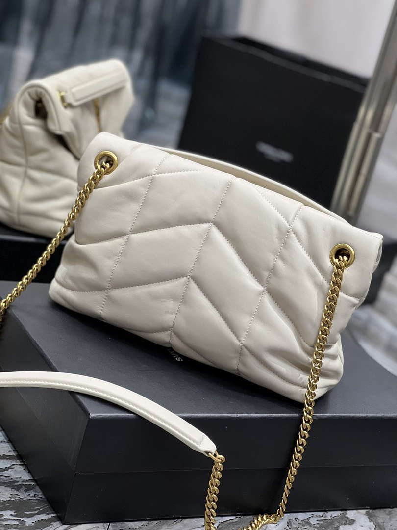 YSL 577476 Saint Laurent Puffer Small In Nappa Leather White