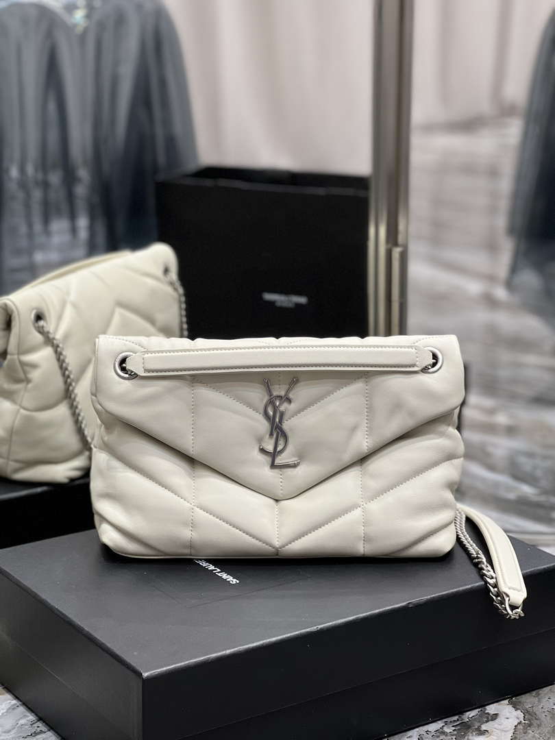 YSL 577476 Saint Laurent Puffer Small In Nappa Leather White
