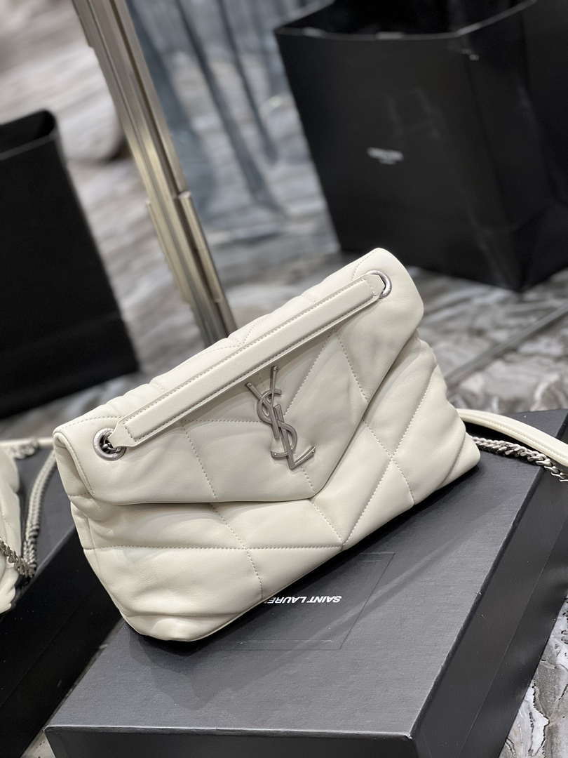 YSL 577476 Saint Laurent Puffer Small In Nappa Leather White