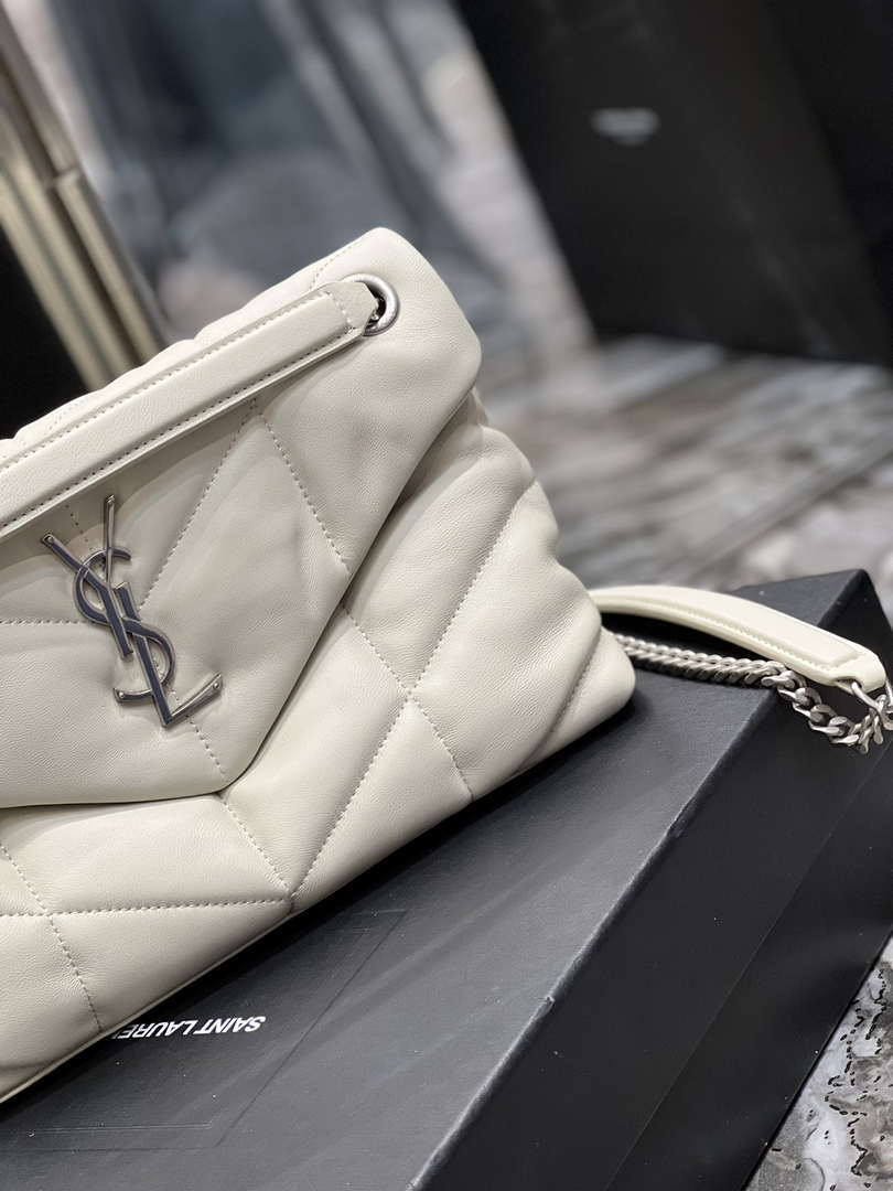 YSL 577476 Saint Laurent Puffer Small In Nappa Leather White