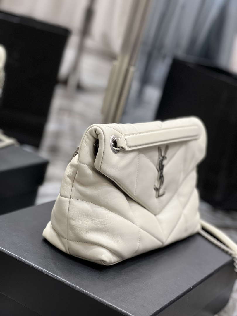 YSL 577476 Saint Laurent Puffer Small In Nappa Leather White