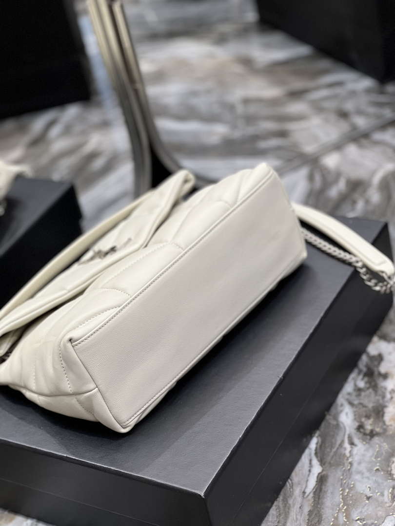 YSL 577476 Saint Laurent Puffer Small In Nappa Leather White