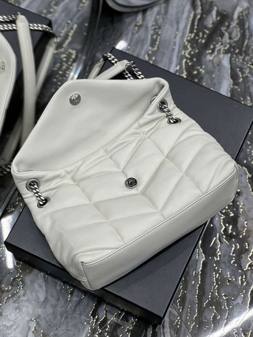 YSL 577476 Saint Laurent Puffer Small In Nappa Leather White