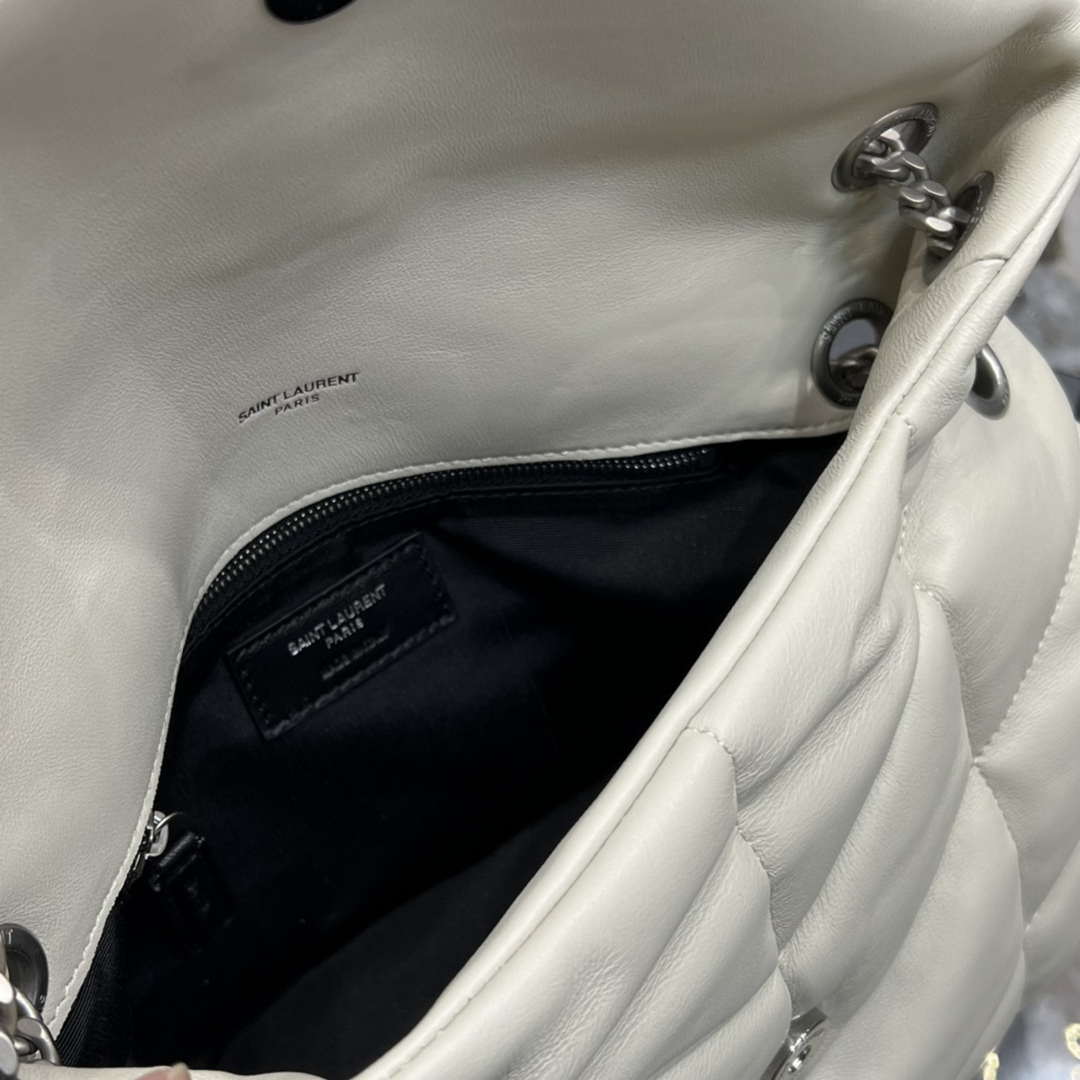 YSL 577476 Saint Laurent Puffer Small In Nappa Leather White