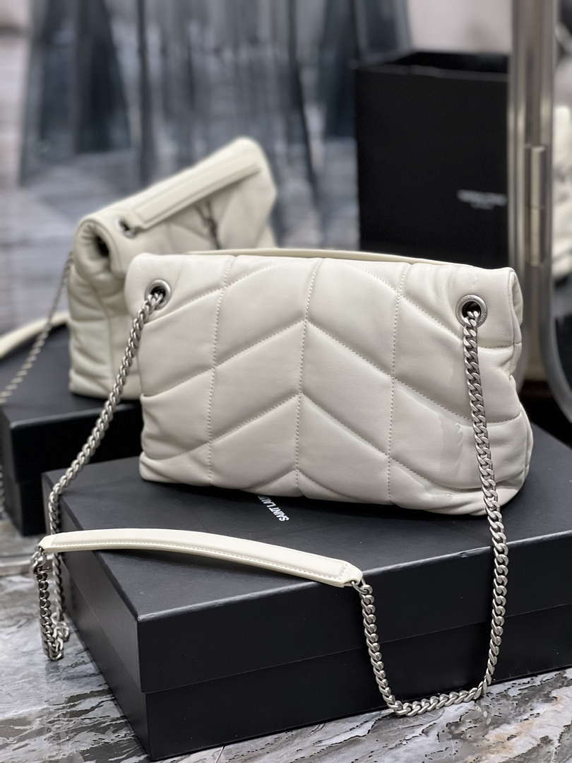 YSL 577476 Saint Laurent Puffer Small In Nappa Leather White